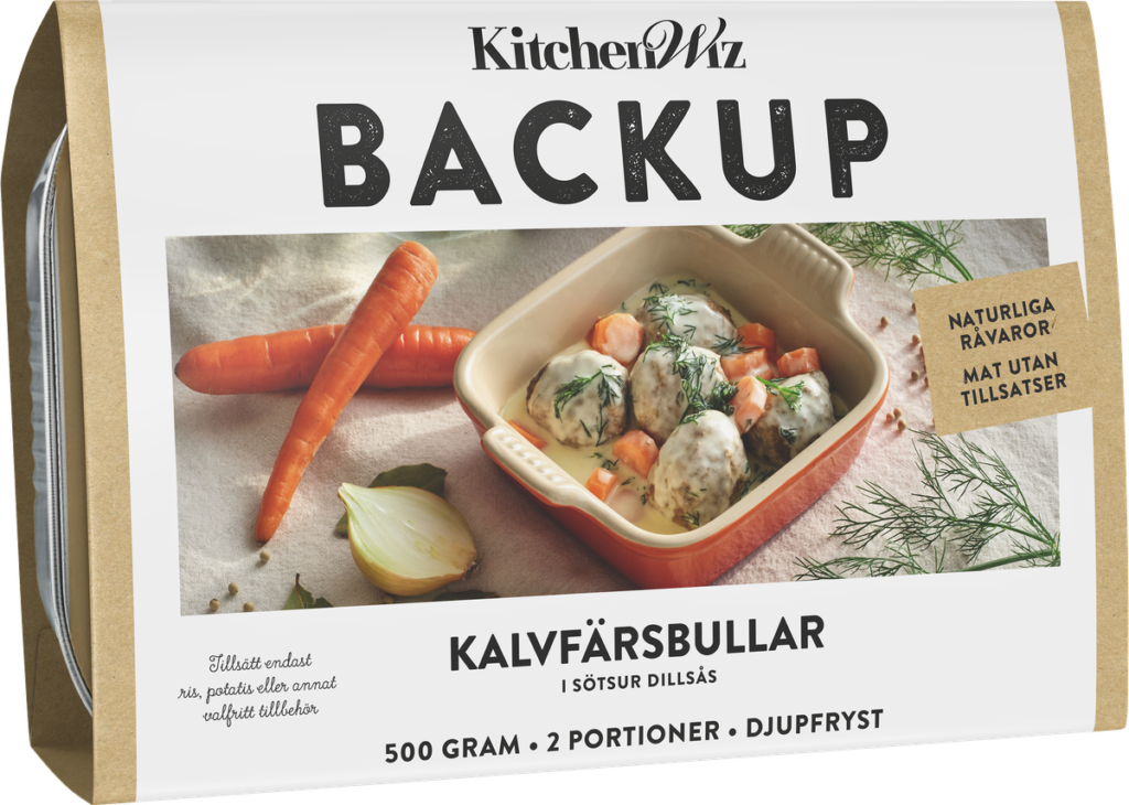 Kalvfärsbullar i sötsur dillsås